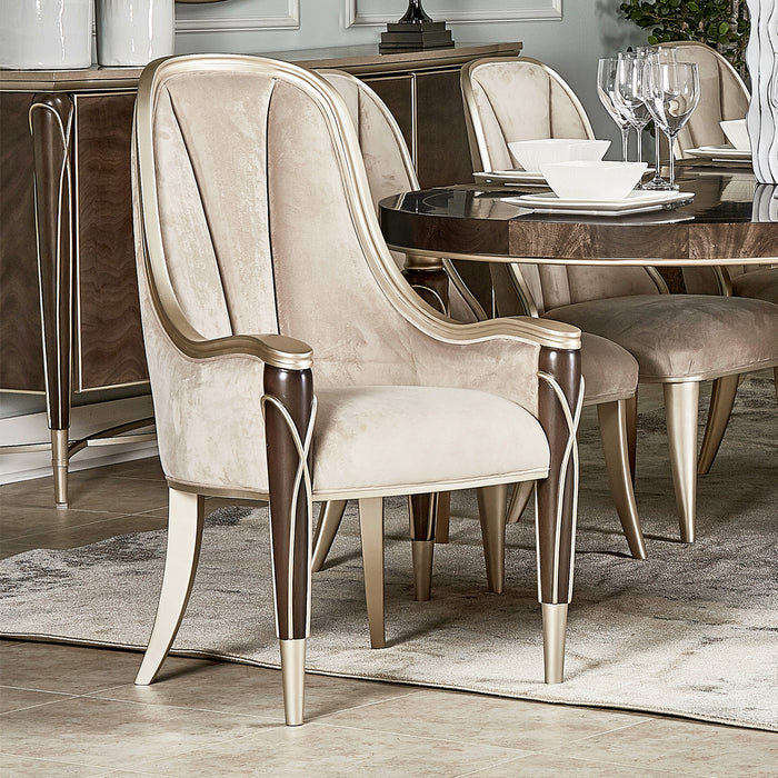AICO Furniture - Villa Cherie 5 Piece Round Dining Table Set in Hazelnut - N9008001-410-5SET - GreatFurnitureDeal