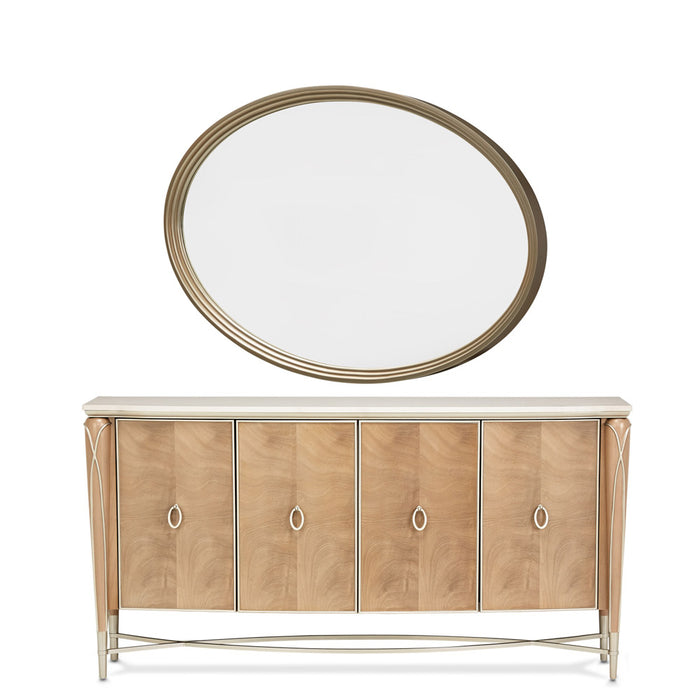 AICO Furniture - Villa Cherie Caramel Sideboard with Mirror in Chardonnay - N9008007-67-134 - GreatFurnitureDeal
