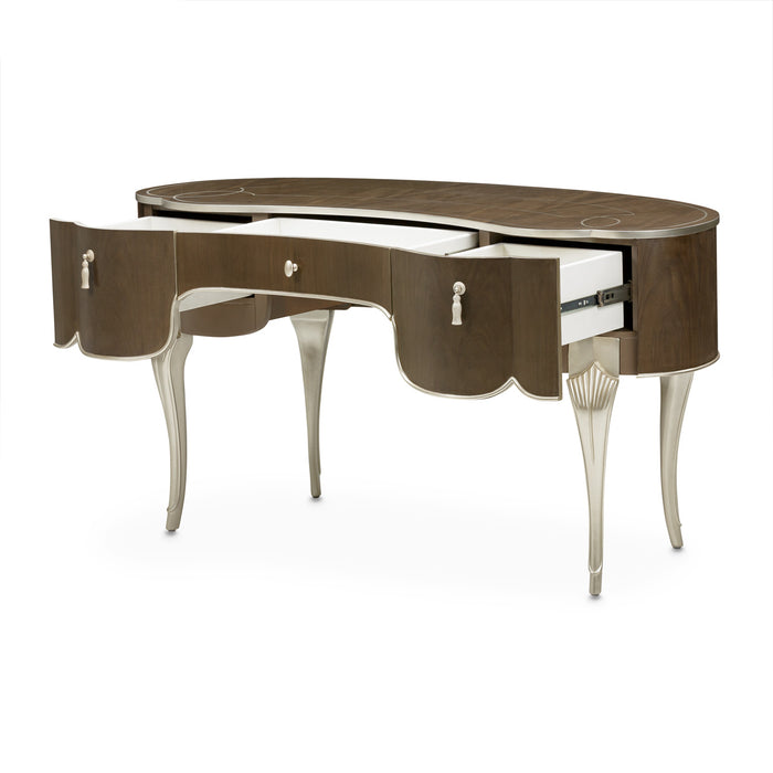 AICO Furniture - Villa Cherie Vanity Desk with Mirror in Hazelnut - N9008058-68-410 - GreatFurnitureDeal