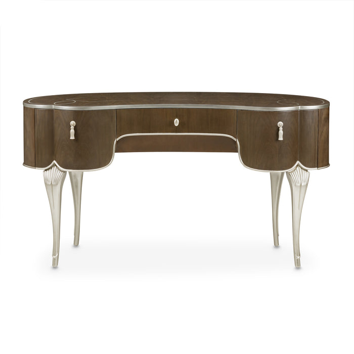 AICO Furniture - Villa Cherie Vanity Desk with Mirror in Hazelnut - N9008058-68-410 - GreatFurnitureDeal