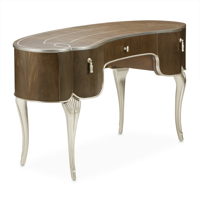 AICO Furniture - Villa Cherie Vanity Desk with Mirror in Hazelnut - N9008058-68-410 - GreatFurnitureDeal