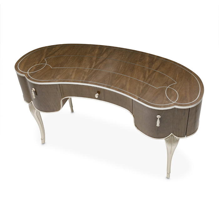 AICO Furniture - Villa Cherie Vanity Desk with Mirror in Hazelnut - N9008058-68-410 - GreatFurnitureDeal