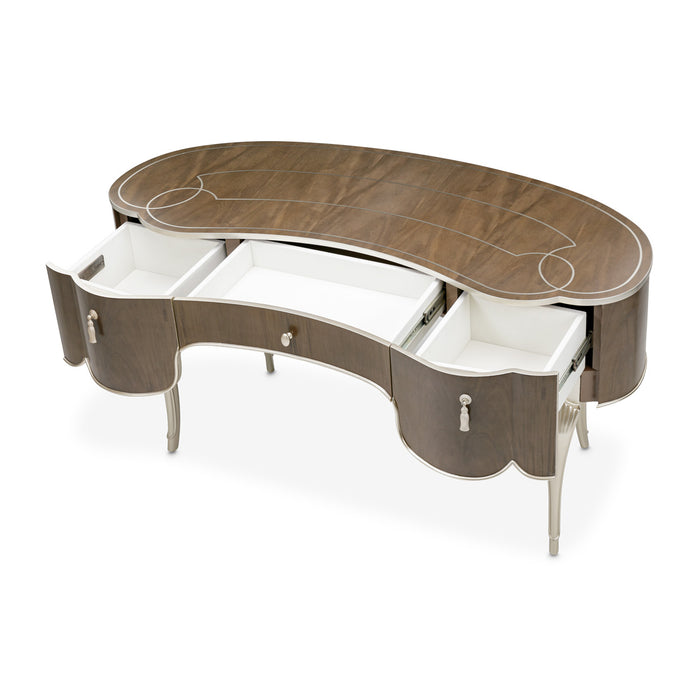 AICO Furniture - Villa Cherie Vanity Desk with Mirror in Hazelnut - N9008058-68-410 - GreatFurnitureDeal