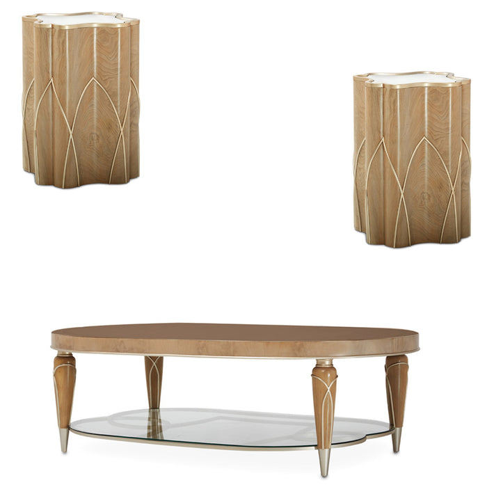 AICO Furniture - Villa Cherie Caramel 3 Piece Occasional Table Set in Chardonnay - N9008201-222-134 - GreatFurnitureDeal