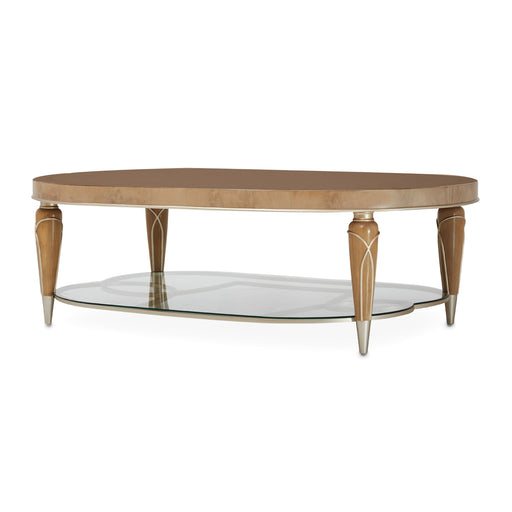 AICO Furniture - Villa Cherie Caramel Oval Cocktail Table in Chardonnay - N9008201-134 - GreatFurnitureDeal