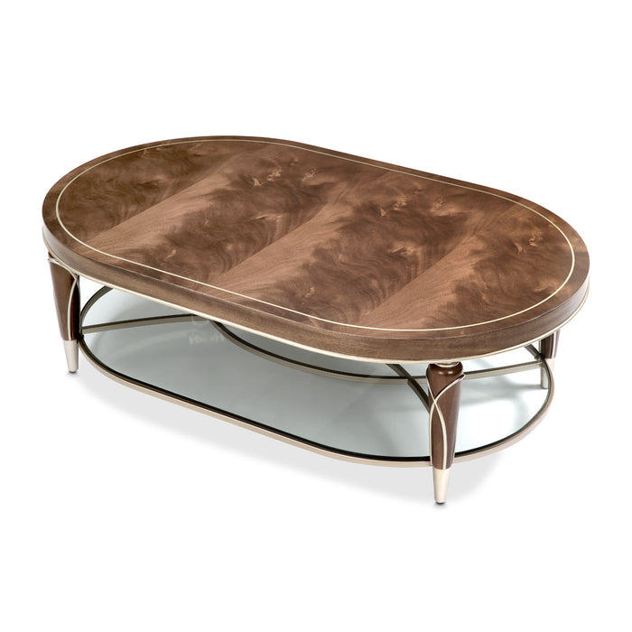 AICO Furniture - Villa Cherie Oval Cocktail Table in Hazelnut - N9008201-410 - GreatFurnitureDeal