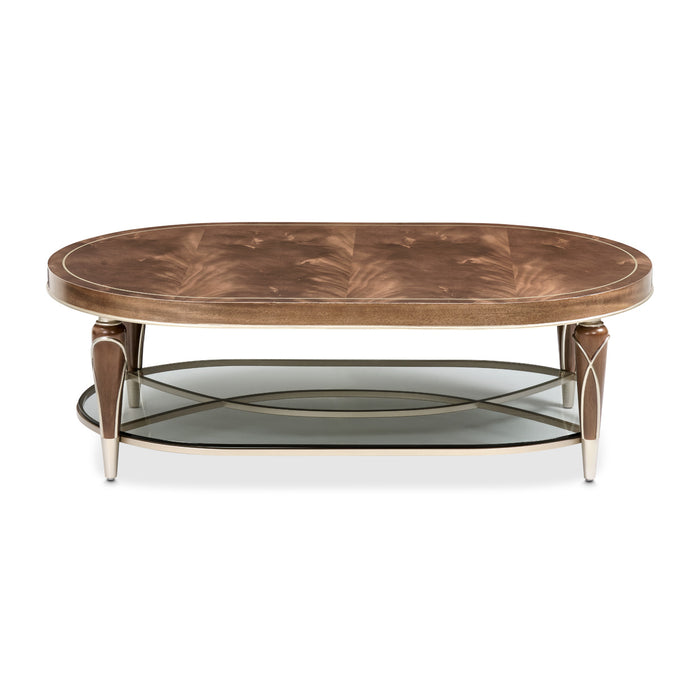 AICO Furniture - Villa Cherie Oval Cocktail Table in Hazelnut - N9008201-410 - GreatFurnitureDeal