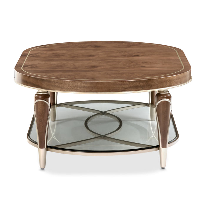 AICO Furniture - Villa Cherie Oval Cocktail Table in Hazelnut - N9008201-410 - GreatFurnitureDeal