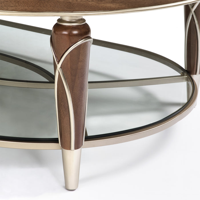 AICO Furniture - Villa Cherie Oval Cocktail Table in Hazelnut - N9008201-410 - GreatFurnitureDeal