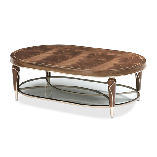 AICO Furniture - Villa Cherie Oval Cocktail Table in Hazelnut - N9008201-410 - GreatFurnitureDeal