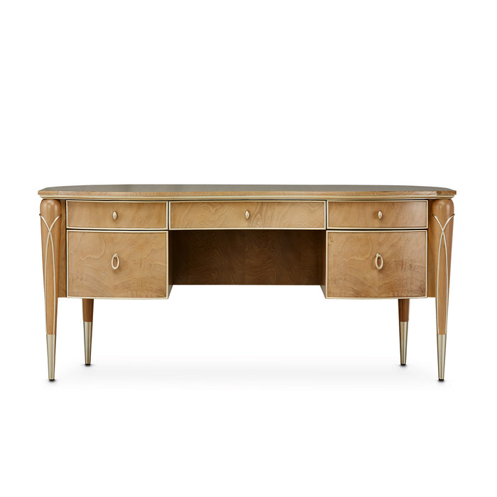 AICO Furniture - Villa Cherie Caramel 2 Piece Office Desk Set in Chardonnay - N9008207-134-2SET - GreatFurnitureDeal
