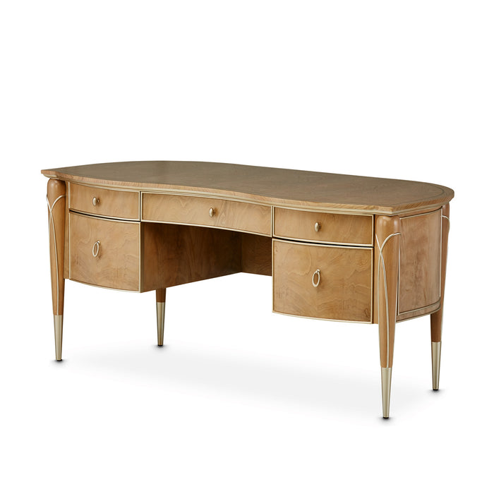 AICO Furniture - Villa Cherie Caramel 2 Piece Office Desk Set in Chardonnay - N9008207-134-2SET - GreatFurnitureDeal