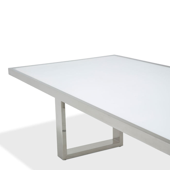 AICO Furniture - State St. Rectangular Dining Table in Glossy White - N9016000-116 - GreatFurnitureDeal