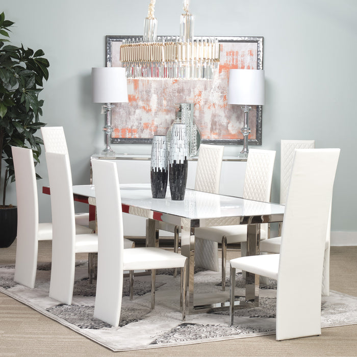 AICO Furniture - State St. 7 Piece Rectangular Dining Room Set in Glossy White - N9016000-116-7SET - GreatFurnitureDeal