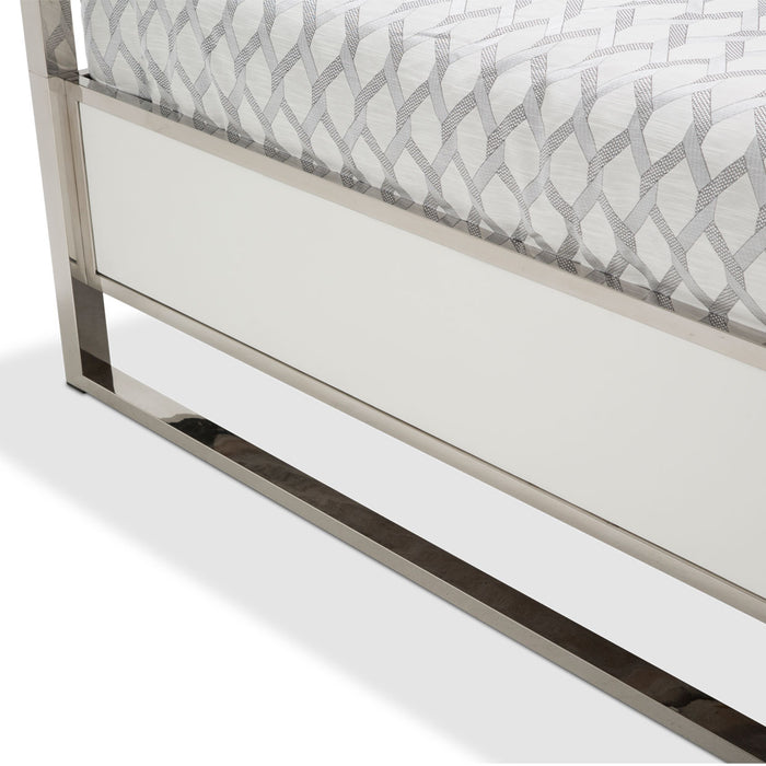 AICO Furniture - State St. 6 Piece Eastern King Upholstered Panel Bedroom Set in Glossy White - N9016000EKP-116-6SET