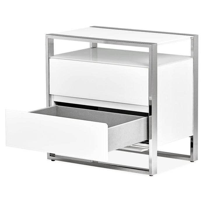 AICO Furniture - State St. 5 Piece Eastern King Metal Panel Bedroom Set in Glossy White - N9016000EK3PT-116-5SET