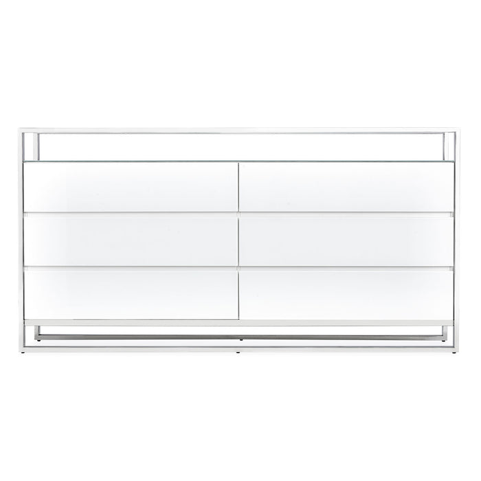 AICO Furniture - State St. 7 Piece Eastern King Metal Panel Bedroom Set in Glossy White - N9016000EK3PT-116-7SET