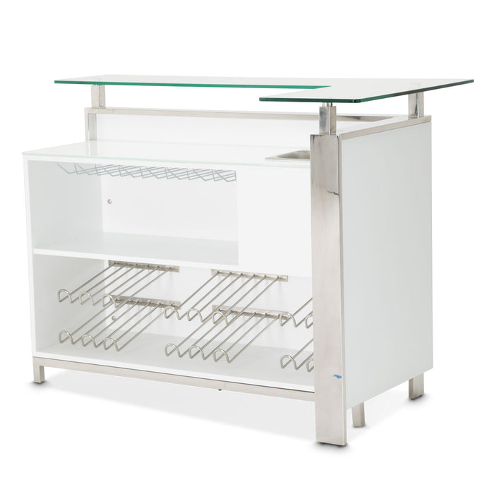 AICO Furniture - State St. Bar Table in Glossy White - N9016500-116 - GreatFurnitureDeal