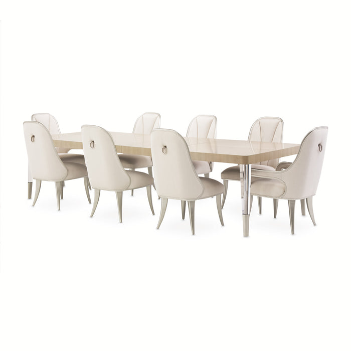 AICO Furniture - Penthouse 8 Piece Dining Room Set in Ash Gray - 9033000-130-8SET - GreatFurnitureDeal