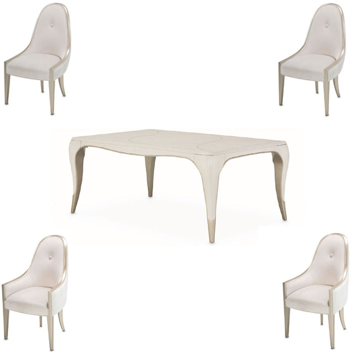 AICO Furniture - London Place 5 Piece Rectangular Dining Room Set in Creamy Pearl - NC9004000-112-5SET - GreatFurnitureDeal