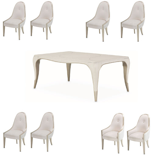 AICO Furniture - London Place 9 Piece Rectangular Dining Room Set in Creamy Pearl - NC9004000-112-9SET - GreatFurnitureDeal
