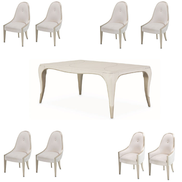 AICO Furniture - London Place 9 Piece Rectangular Dining Room Set in Creamy Pearl - NC9004000-112-9SET