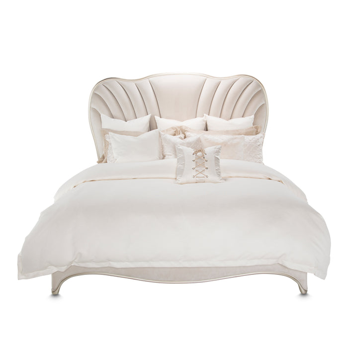AICO Furniture - London Place Eastern King Upholstered Panel Bed in Creamy Pearl - NC9004000EK3-112