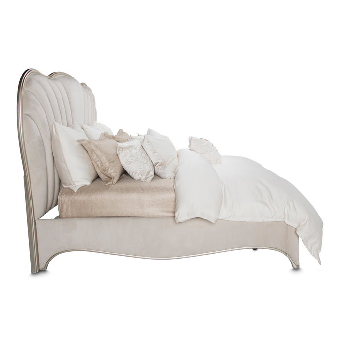 AICO Furniture - London Place California King Upholstered Panel Bed in Creamy Pearl - N9004000CK3-112 - GreatFurnitureDeal