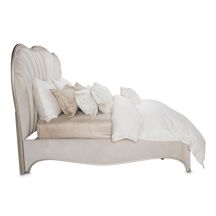 AICO Furniture - London Place Queen Upholstered Panel Bed in Creamy Pearl - NC9004000QN3-112 - GreatFurnitureDeal