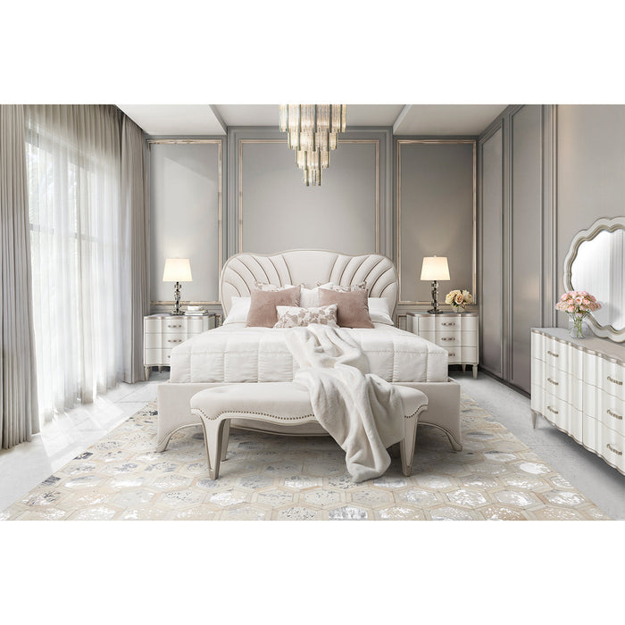 AICO Furniture - London Place Queen Upholstered Panel Bed in Creamy Pearl - NC9004000QN3-112 - GreatFurnitureDeal