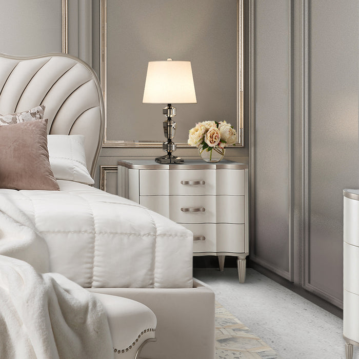 AICO Furniture - London Place 8 Piece Queen Bedroom Set in Creamy Pearl - N9004000QN3-112-8SET - GreatFurnitureDeal