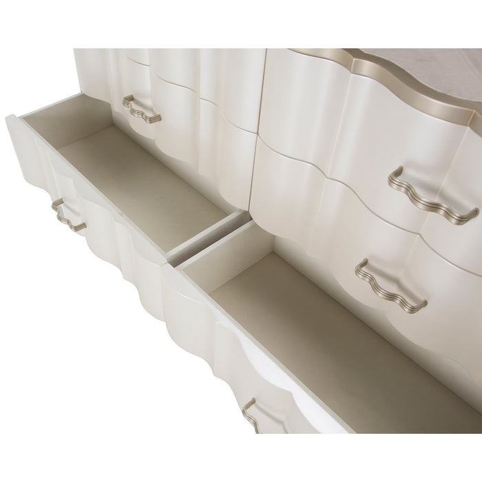 AICO Furniture - London Place 7 Piece Queen Bedroom Set in Creamy Pearl - N9004000QN3-112-7SET - GreatFurnitureDeal