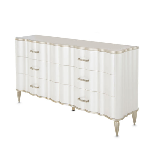 AICO Furniture - London Place Storage Console-Dresser with Mirror in Creamy Pearl - NC9004050-260-112 - GreatFurnitureDeal