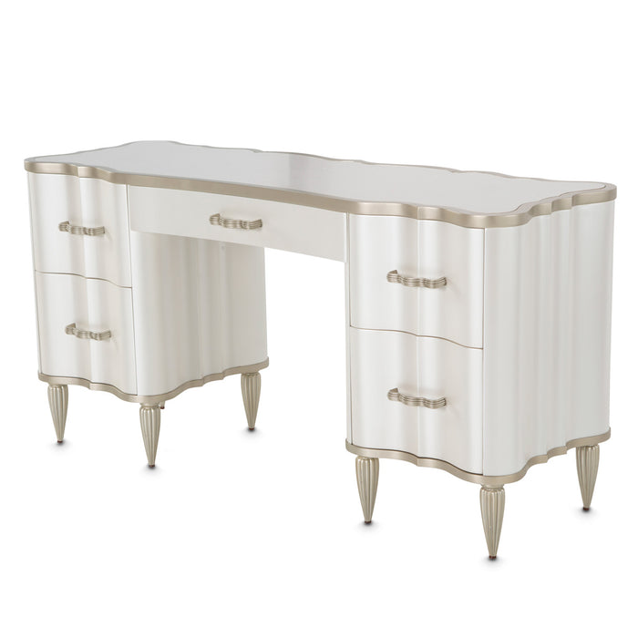 AICO Furniture - London Place Vanity Desk with Vanity Mirror in Creamy Pearl - NC9004058-068-112