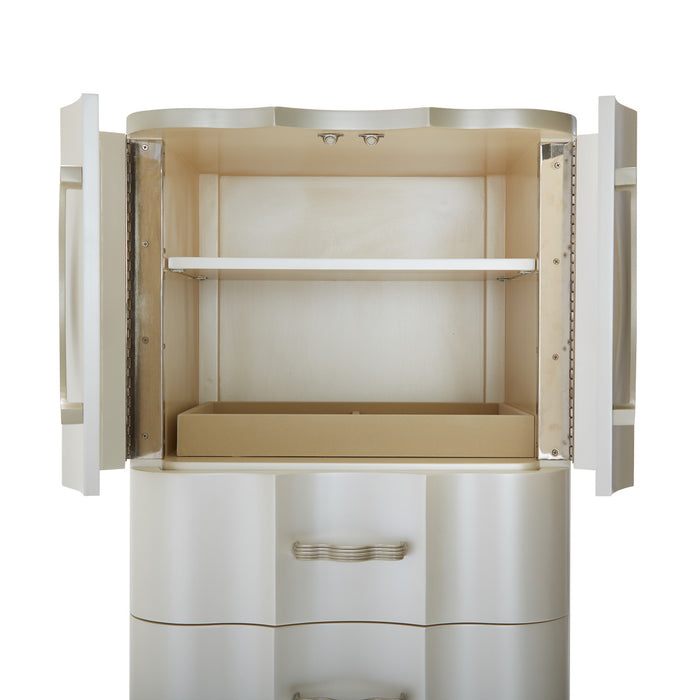 AICO Furniture - London Place 8 Piece Eastern King Bedroom Set in Creamy Pearl - N9004000EK3-112-8SET - GreatFurnitureDeal