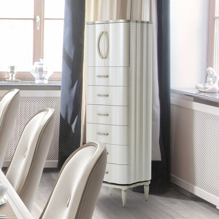 AICO Furniture - London Place 8 Piece Eastern King Bedroom Set in Creamy Pearl - N9004000EK3-112-8SET - GreatFurnitureDeal