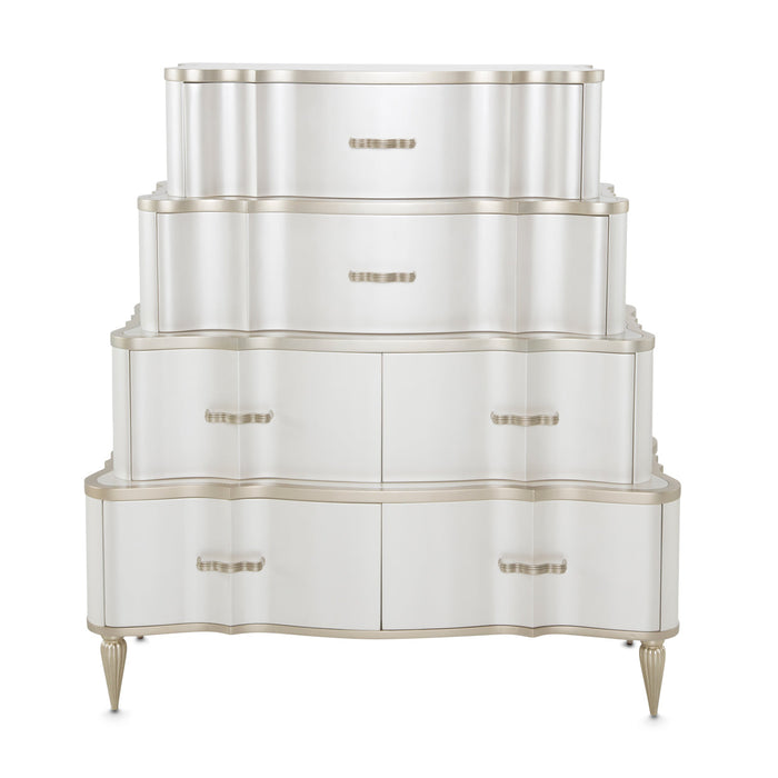 AICO Furniture - London Place Tiered Vertical Storage Cabinets-Chest in Creamy Pearl - NC9004070-112