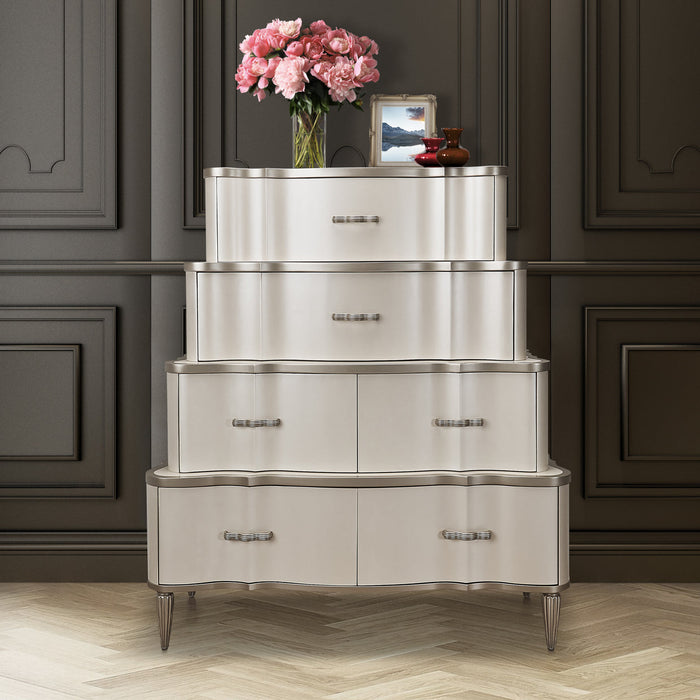 AICO Furniture - London Place Tiered Vertical Storage Cabinets-Chest in Creamy Pearl - NC9004070-112 - GreatFurnitureDeal