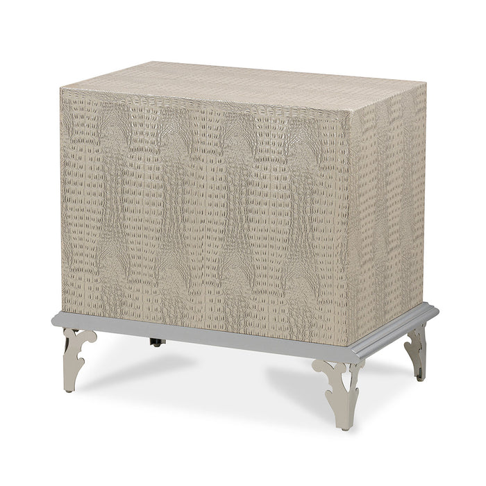 AICO Furniture - Hollywood Swank Upholstered Nightstand in Crystal Croc - NT03040-09