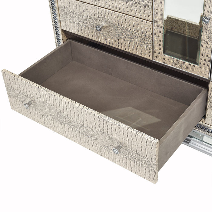 AICO Furniture - Hollywood Swank Upholstered Dresser in Crystal Croc - NT03050-09 - GreatFurnitureDeal