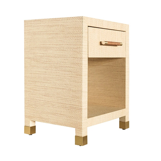 Worlds Away - One Drawer Side Table With Rattan Wrapped Handle in Natural Grasscloth - PELHAM NAT - GreatFurnitureDeal
