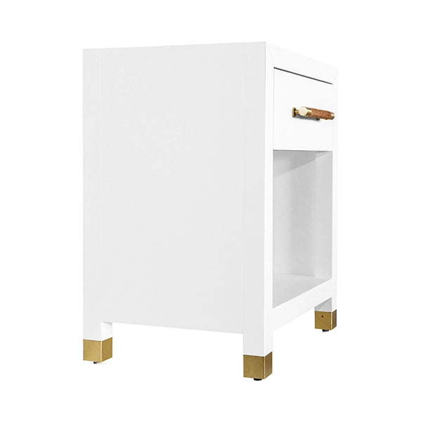 Worlds Away - One Drawer Side Table With Rattan Wrapped Handle in Matte White Lacquer - PELHAM WH