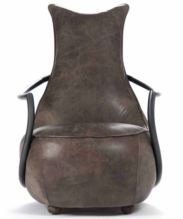Zentique - Zak Grained Brown Leather Accent Chair - PF7159