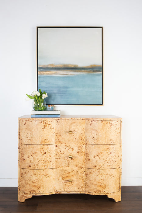 Worlds Away - Three Drawer Chest In Burl Wood With Acrylic Hardware - PLYMOUTH BW - GreatFurnitureDeal