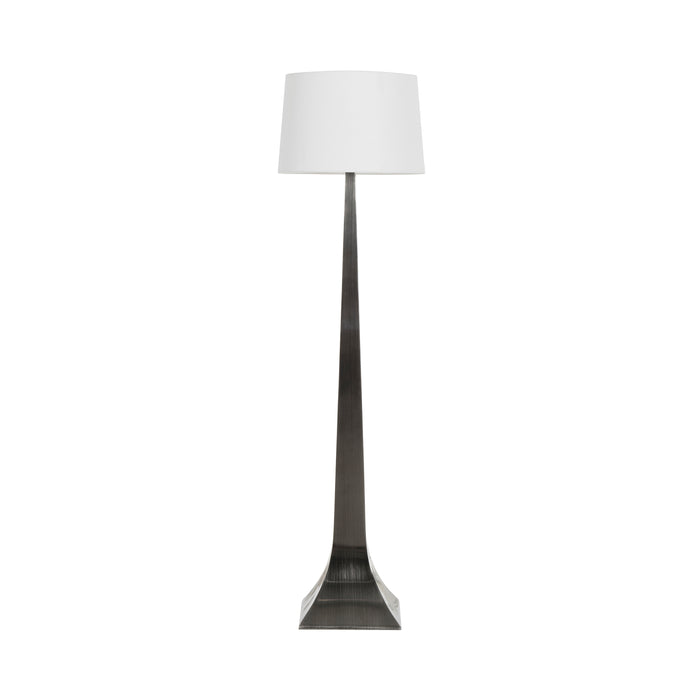 Worlds Away - Reaves Tapered Floor Lamp With White Linen Shade in Gun Metal - REAVES GM