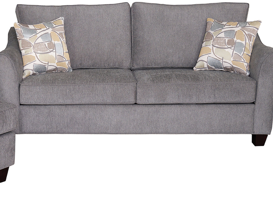 Mariano Italian Leather Furniture - Rowan Sofa in Body Dalton Graphite - Pillows in Daydream Seaglass - Rowan-S