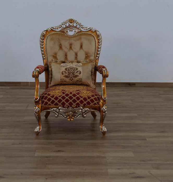 European Furniture - Saint Germain Accent Chair Red Gold Fabric - 35554-C