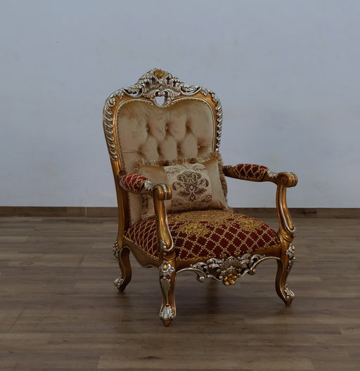 European Furniture - Saint Germain 4 Piece Luxury Living Room Set in Red Gold & Antique Silver - 35554-SL2C - GreatFurnitureDeal