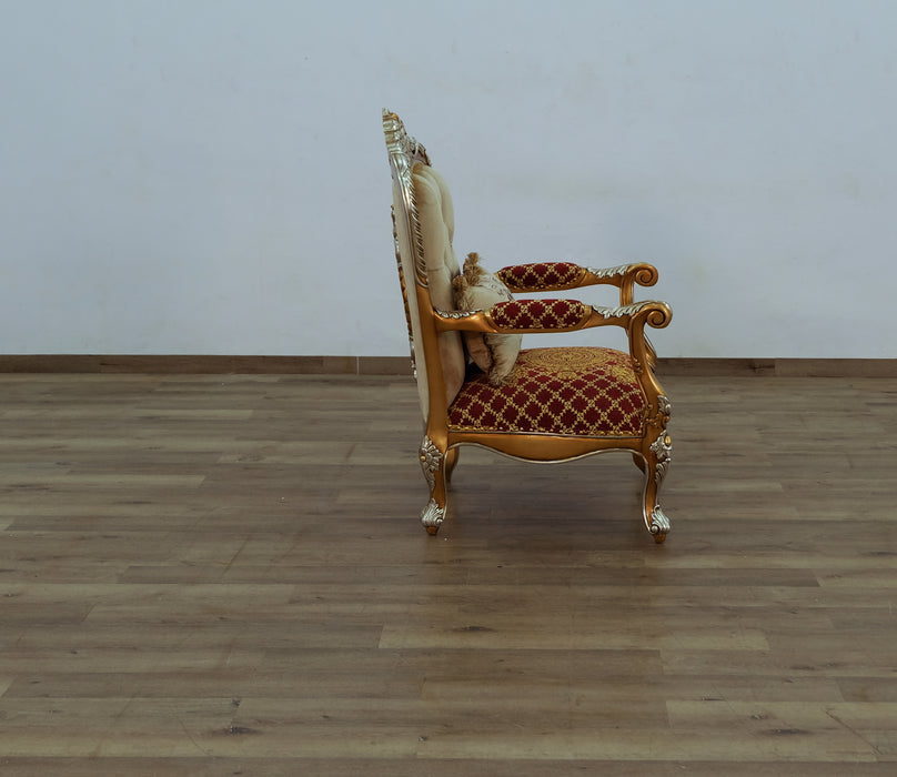 European Furniture - Saint Germain Accent Chair Red Gold Fabric - 35554-C
