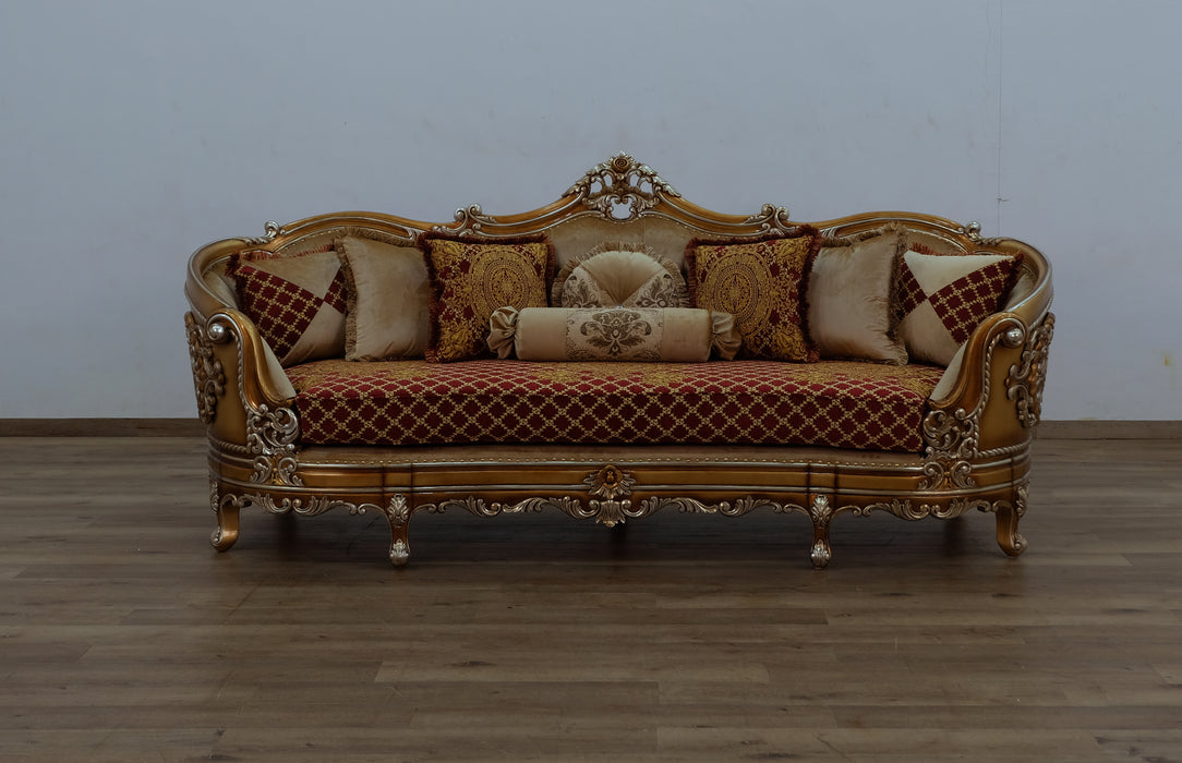 European Furniture - Saint Germain Sofa Red Gold Fabric - 35554-S - GreatFurnitureDeal